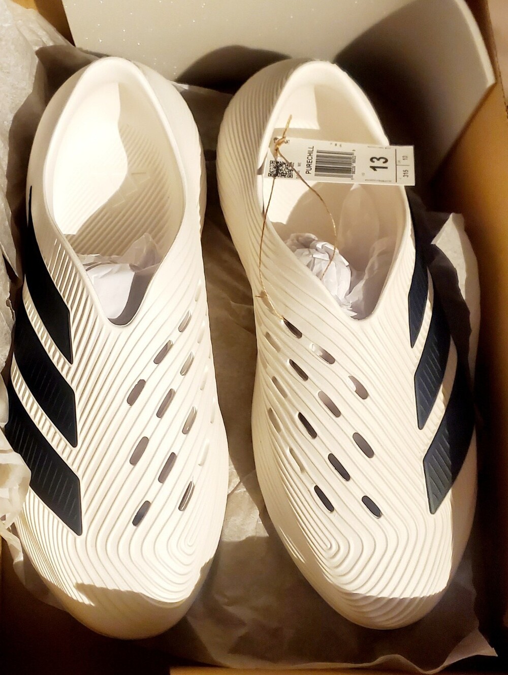 Adidas Men's Slip-On Athletic Clogs in White and Black - Size 13